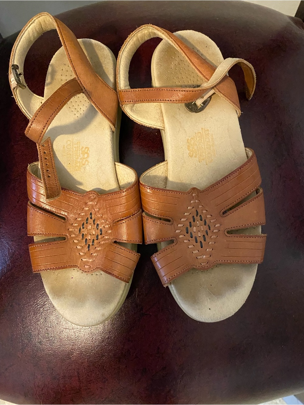 SAS Brown Leather Strappy Slingback Sandals